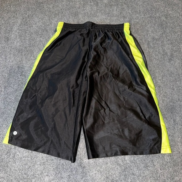 Other - Men's Black Athletic Shorts with Neon Yellow Side Panels